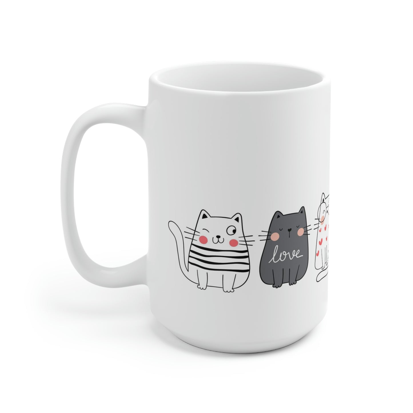 Valentine's Love Cats Ceramic Mug 15oz
