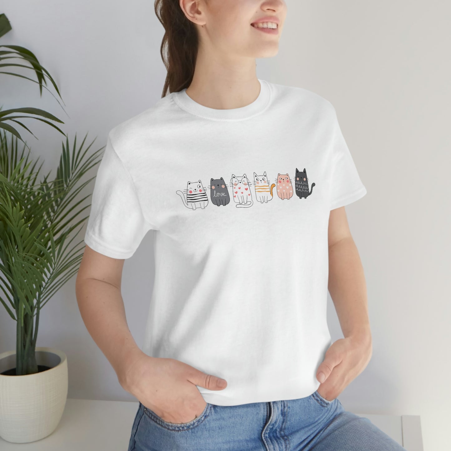 Valentine's Day Cat Tshirt    Unisex Jersey Short Sleeve Tee